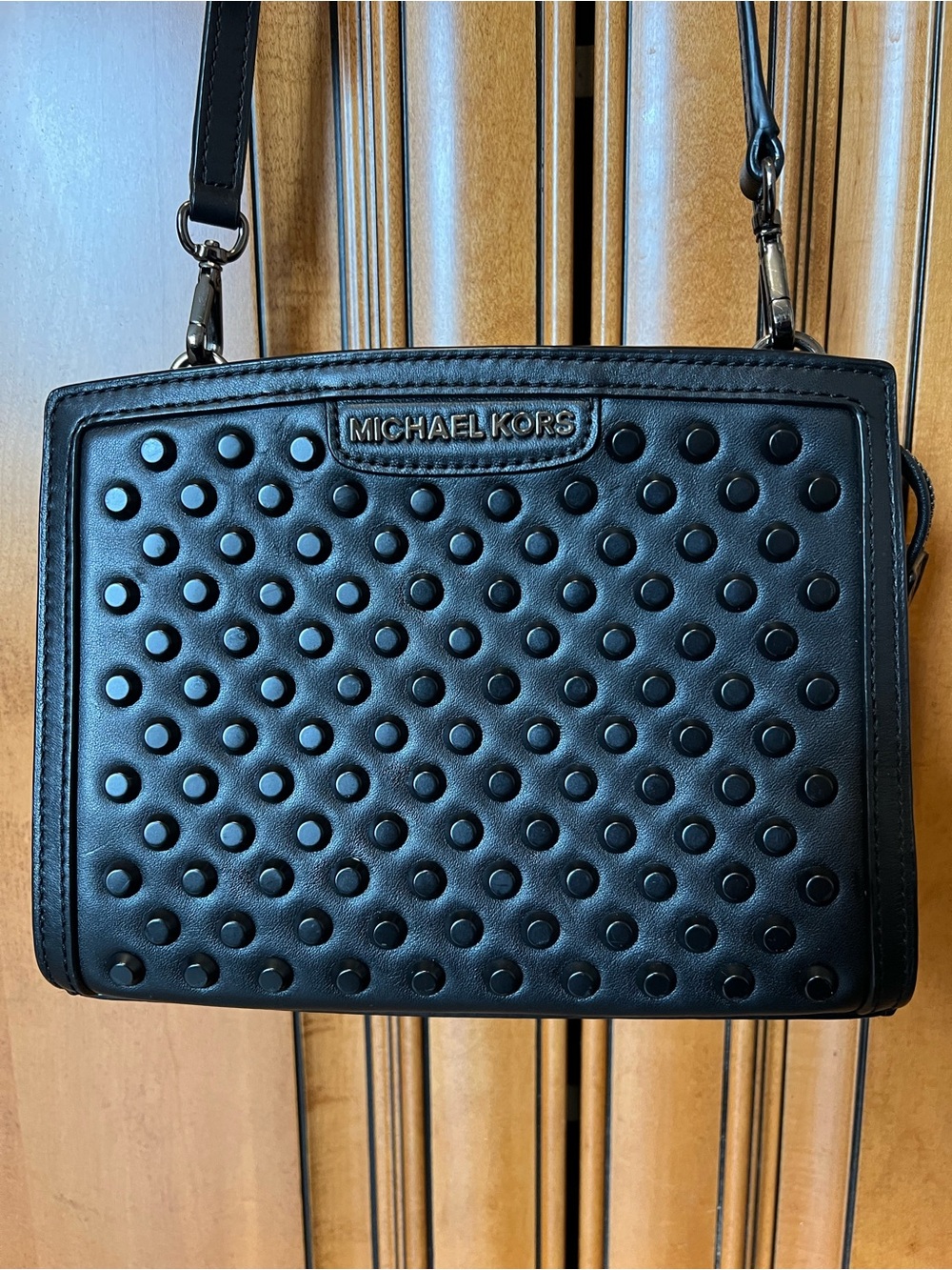 Michael Kors Black Studded Selma Mini Crossbody Bag EUC